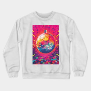 Retro Disco Ball in Pink - Trendy 80s Style T-Shirt Design Crewneck Sweatshirt